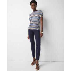 WHBM Navy Blue The Skinny Ankle Dress Pants Sz 12 Short Mid Rise Cotton Blend